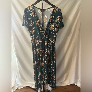 Floral Wrap Dress in Green